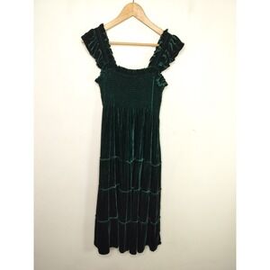 Hill House The Nap Dress Green Velvet Ellie Tiered Midi